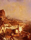 Franz Richard Unterberger Canvas Paintings - Amali-Golfe De Salerne
